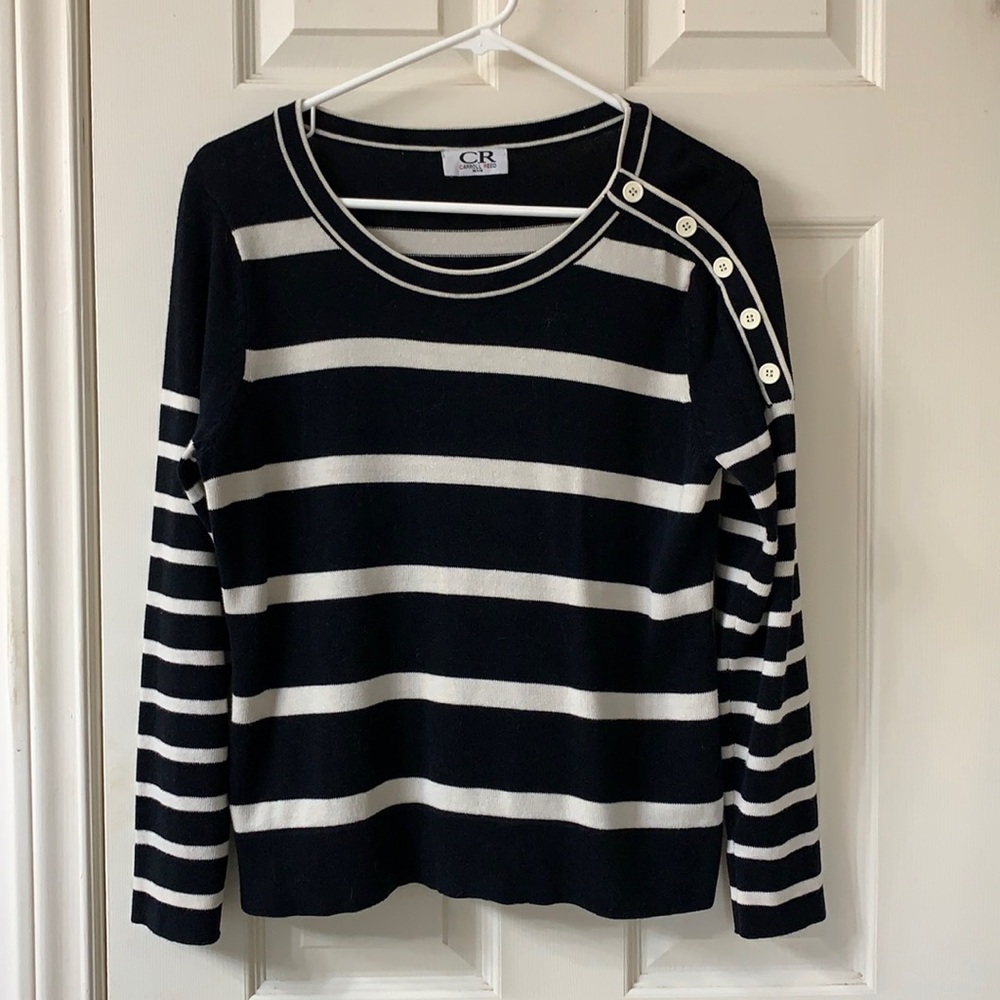 🌷3 for $25🌷Carroll Reed, US MP, Black & White Wide Stripe Long Sleeved Knit Top